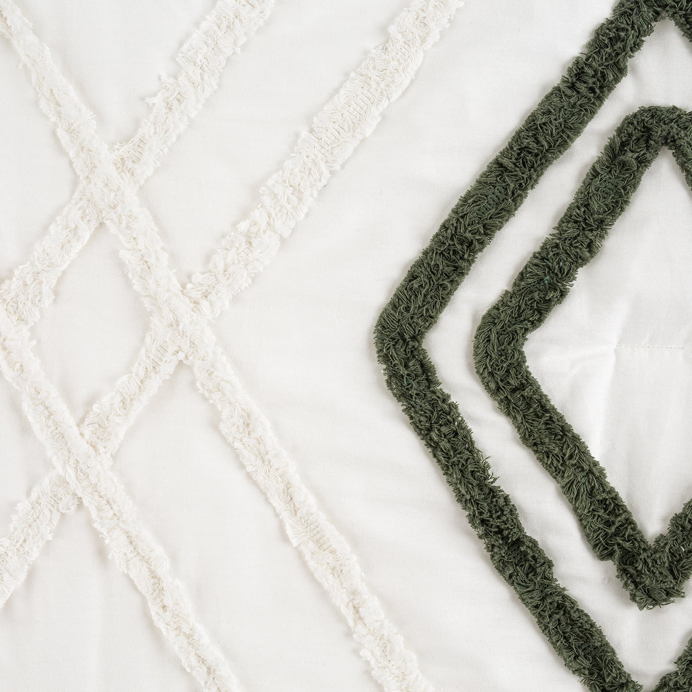 Sweet Jojo Designs Diamond Tuft Hunter Green Ivory Off White 4 Piece Crib Bedding Set