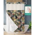 thumbnail image 2 of No Hook Shower Curtain with Snap in Liner, Vintage Flowers Green Plant Leaves Hotel Shower Curtains for Bathroom, Washable Shower Curtain Liner Set with Mesh Top Window, 36"x72", 2 of 6