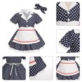 thumbnail image 4 of IBTOM CASTLE Kids Girls 1950s Housewife Costume Vintage Polka Dots Dress Apron Rockabilly Pinup Dresses Halloween Cosplay Birthday Party Dress up for Photo Shoot 18-24 Months Polka Dots, 4 of 6
