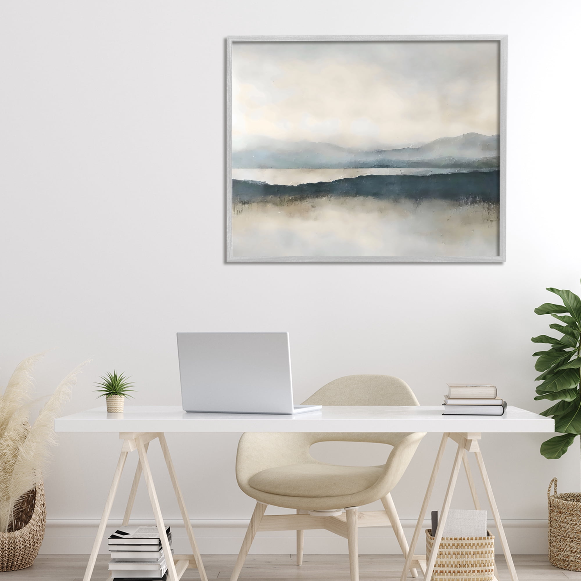 Stupell Industries Muted Horizon Mountainscape Gray Framed Giclee Art, design by Riley B