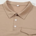 thumbnail image 4 of safuny Slim Basic Pullover Business Shirts for Men Clearance Fashion Solid Color Pocket Long Sleeve Athletic Turn-Down Collar Button-Up Sports Daily Casual Holiday Sales Khaki S, 4 of 8