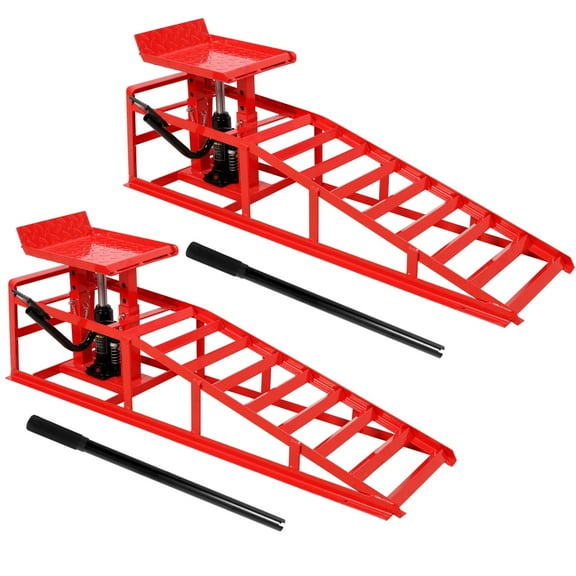 Auto Car Truck Service Ramps Lifts with Pedal, Garage Car Lift Hydraulic Ramps 5 Ton,Automotive Hydraulic Lift Repair Frame Lift(2 Pack) Red