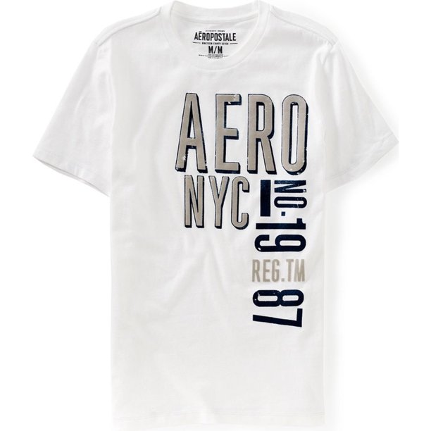 Camiseta gráfica Aeropostale Hombre Aero Nyc Letras de fieltro Blanco Grande