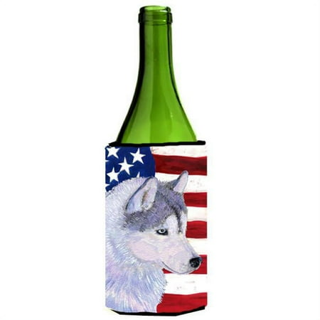

Usa American Flag With Siberian Husky Wine bottle sleeve Hugger
