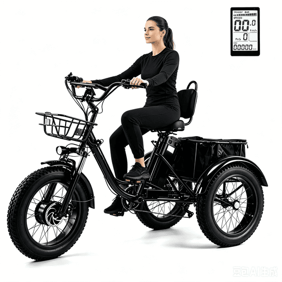 Trikora Electric Tricycles for Adults, Adults Electric Tricycle with Wide Tires, Peak 1000W 48V 15Ah 3 Wheel Ebike