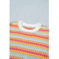 thumbnail image 6 of Women's Orange Abstract Striped Knit Sweater – Casual Short Sleeve Round Neck Summer Top, XL, 6 of 10