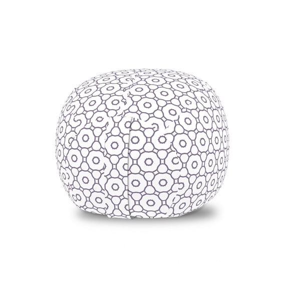 Abstract Storage Toy Bag Chair, Geometrical Theme Monochrome Illustration Jagged Circles Pattern, Stuffed Animal Organizer Washable Bag, Large Size, Pale Eggplant and White, by Ambesonne