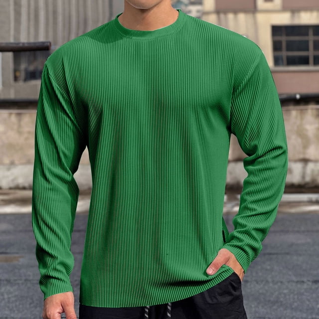 AherBiu Sweatshirts à Col Rond pour Hommes Grande Taille Léger à Manches Longues Pull Tendance Automne Hiver Ajusté Chaud