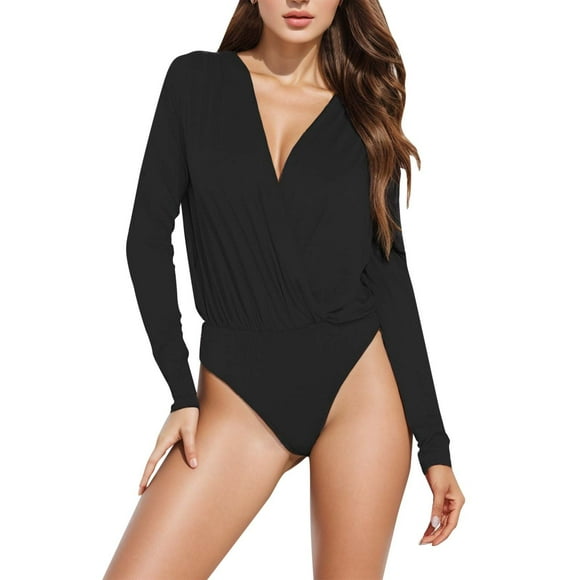 Elegant Women's Satin V-Neck Long Sleeve Wrap Jumpsuit with Snap Closure for Sophisticated Style