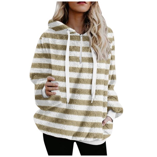 Sudaderas de forro polar borroso de gran tamaño para mujer con bolsillos Sudaderas con capucha de Sherpa atlético Jersey Outwear Pompotops gfhjh14120
