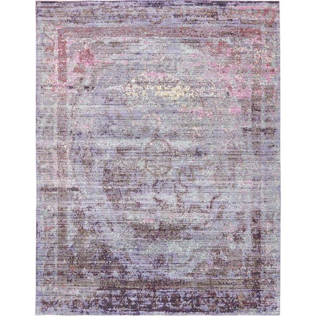 Unique Loom Austin Zone Géométrique Tapis 9' x 12' Rectangulaire Violet/ivoire