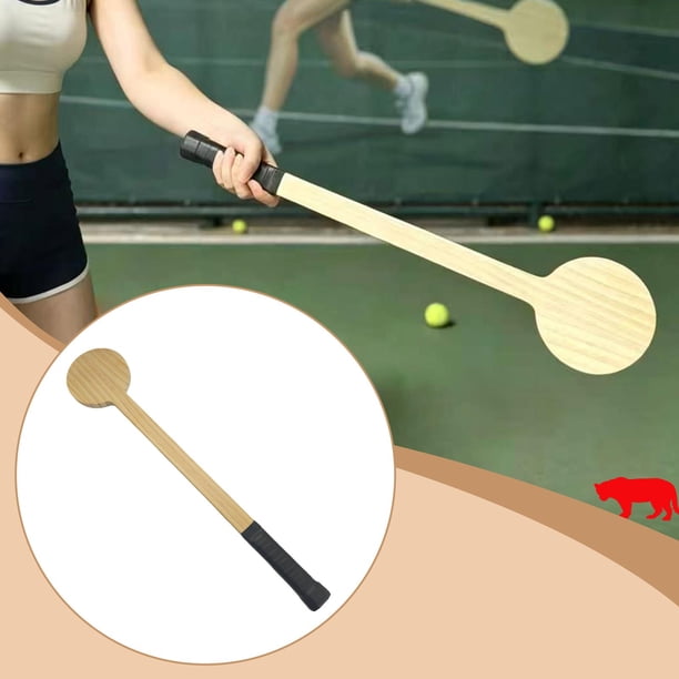 Raqueta de tenis con puntero para práctica individual, ayuda de entrenamiento de madera, punto dulce, mejora la precisión y el control, adecuada para entrenamiento en interiores y Mango negro