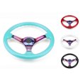 thumbnail image 3 of Qiaoxi 350mm 14" Racing Sport Steering Wheel 6 Bolts 3 Spoke Slotted Center Colorful Frame Steering Wheel With Horn Button, 3 of 8
