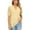 Yellow, variant on JeashCHAT Women's Tops Casual Women's V- Neck Hollow Out Recreational Short Sleeve Tops