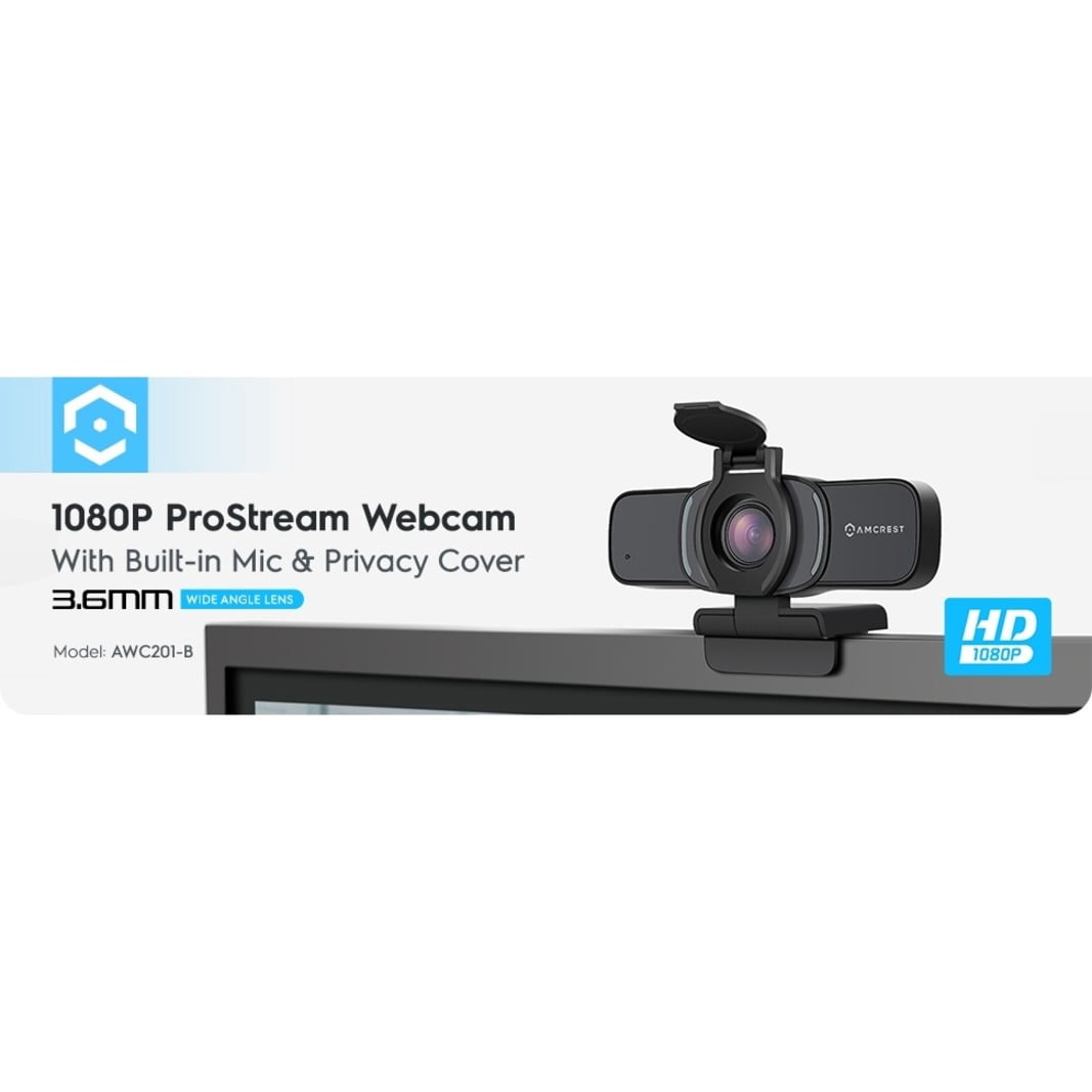Amcrest AWC205 Webcam, 30 fps, Black, USB 2.0, 1 Pack(s)