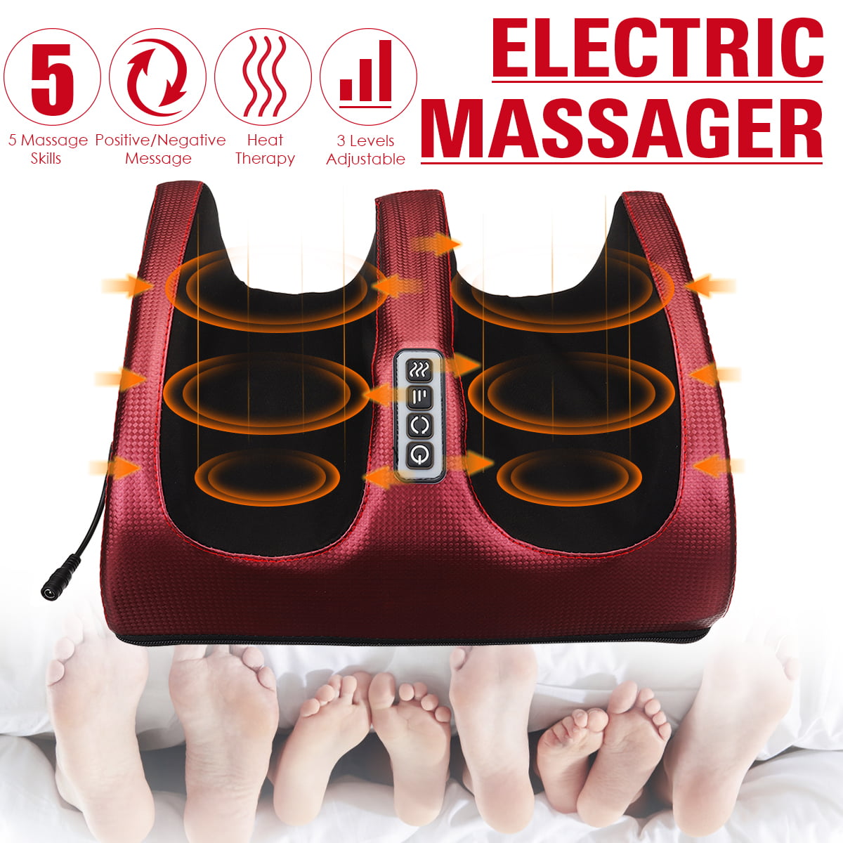 Electric Foot Massager With Heat Shiatsu Kneading Massage