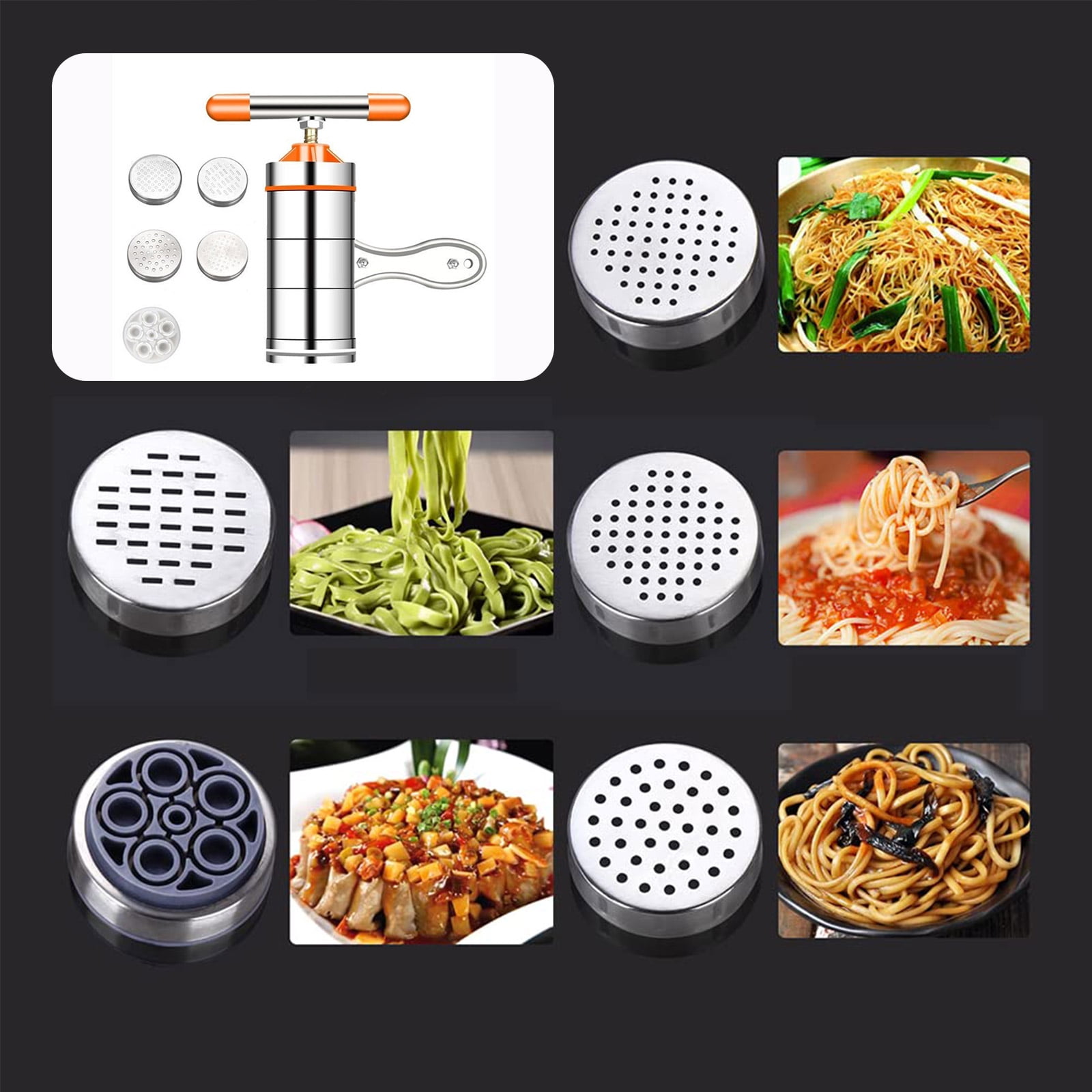 Dual-blade Multifunctional Stainless Steel Hand-cranking Noodle Making  Machine, Manual Cookie Maker, Suitable for Making Spaghetti, Ramen, Noodles,Lasagna,Holiday  Cookware Noodle Maker Machine