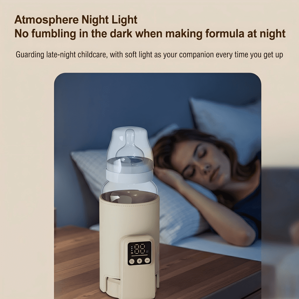 Portable Baby Bottle Warmer for Travel - 8000mAh Battery Powered Cordless Milk Warmer, 6 Adjustable Temperature Settings (100.4°F-122°F), USB Rechargeable Sleeves for Breastmilk & Formula