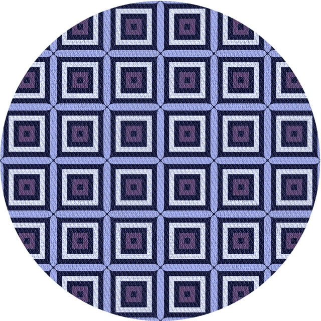 Ahgly Company Tapis Rond Lavable en Machine Intérieur Jeans Transitionnels Bleu, 7 Pieds Rond