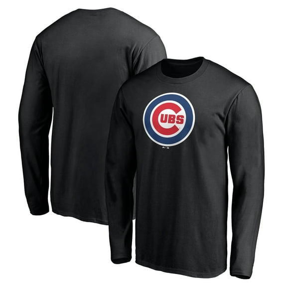 Men's Black Chicago Cubs Official Team Logo Long Sleeve T-Shirt