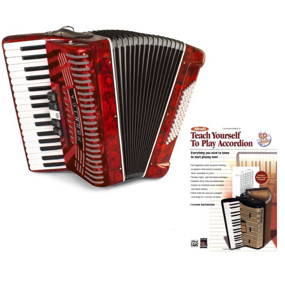 Hohner Accordions 1305RED 34 Keys 72 Bass KeyboardStyled Entry Level