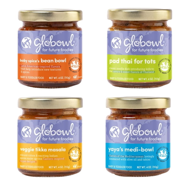Globowl Comida para Bebés Etapa 3 Pack Variado de 4 Frascos de 113 ml