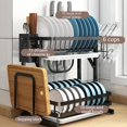 thumbnail image 4 of Dish Rack Drainer 2-Layer Wall-Mounted Folding Drain Rack Stainless Steel Non-Slip Dishes Chopsticks Cutting Boards Knives Kitchen Racks,B, 4 of 8