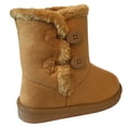 thumbnail image 2 of NEW Babys Girls Infant Kids Toddler Flat Winter Fur slouch Boots button Shoes (Camel, Cutie A, 8 Toddler), 2 of 3