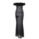 thumbnail image 5 of Vestido de mujer ajustado con cuello oblicuo y túnica de encaje traje diario largo Ygjytge Negro T L para Mujer, 5 of 8