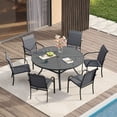 thumbnail image 7 of Vicllax Outdoor Patio Dining Table Dia.47" Slatted Tabletop Metal Frame with Umbrella Hole, Gray, 7 of 7