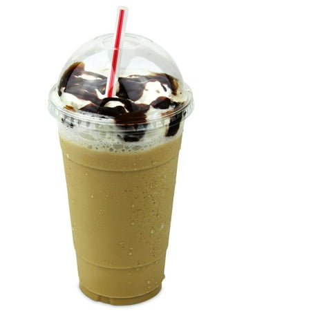 Download 100 Pack 24 oz BPA Free Clear Plastic Cup With Dome Lid for Iced Cold Drink Coffee Tea ...