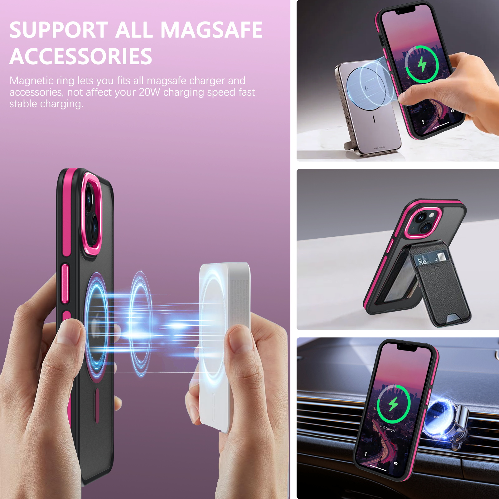 Veningo iPhone 13/14 MagSafe Case, Hot Pink photo 2