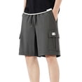 thumbnail image 2 of BXJX Boys Athletic Shorts Size 10-12 T, Multi-pocket Casual Quick-dry Elastic Waist Kids Shorts with Drawstring Gray, 2 of 10