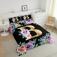 thumbnail image 4 of Erosebridal Purple Rose Comforter Sets Full Size, Initial Letter B Comforters & Duvets, Cartoon Monogrammed Reversible Duvet Insert, Lightweight Bedroom Decoration, 3pcs, 4 of 8