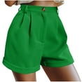 thumbnail image 2 of uublik Womens Shorts Roll Up Pleated Zippered Wrap Hem Wide Leg Basketball Shorts Women Green XXL, 2 of 5