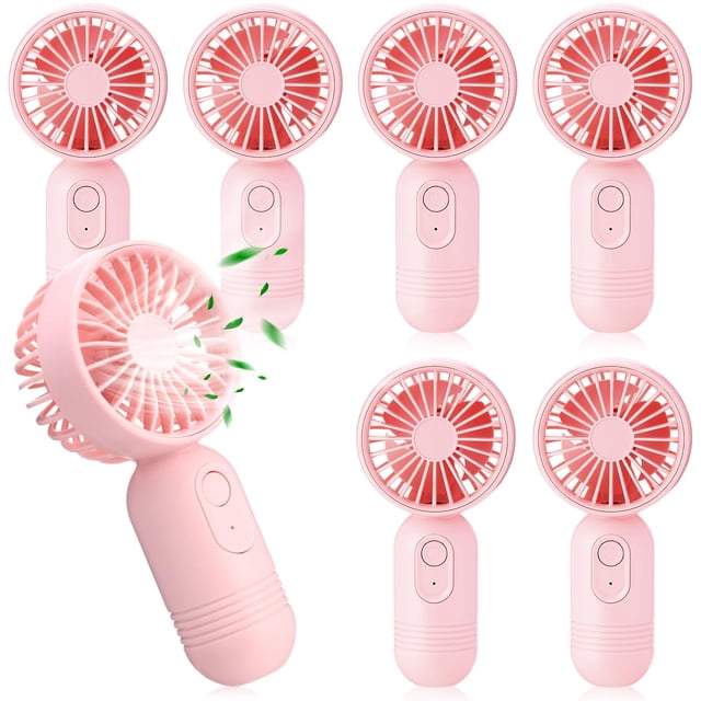 Mini ventilador portátil Rossesay recargable, paquete de 6 unidades, color rosa