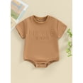 thumbnail image 4 of vera natura Baby Boys Summer Romper Infant Short Sleeve Crew Neck 3D Letter Print Casual Rompers, 4 of 9
