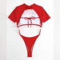 thumbnail image 5 of MDUKONU Women's Modest Full Coverage Swimsuit Ruffled One Piece Red XS, 5 of 5