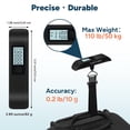 thumbnail image 6 of Travel Inspira Digital Luggage Scale, Large LCD Backlit Display, Portable Hanging Baggage Scale for Travel, 110 lb / 50 kg, Auto-Lock, Battery Included（Black）, 6 of 10