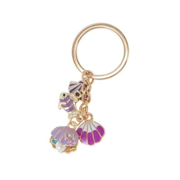 Vocoste 1 Pc Stylish Pearl Seashell Handbag Charms Keychains Bag Accessories Purple