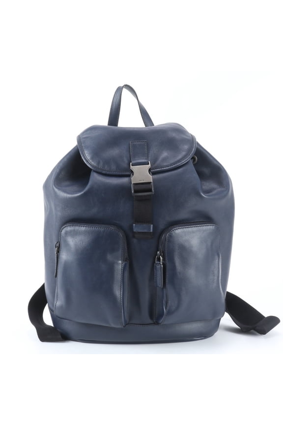 Pre-Owned Prada Leather Backpack, Rucksack, Shoulder Bag, Handbag, Navy, Men's