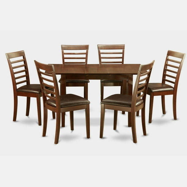East West Furniture Norfolk 7 Piece Straight Ladder Back Dining Table