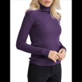 thumbnail image 1 of Suéteres Acanalados para Mujer, Lindos Suéteres de Punto de Cuello Alto, Ajustados y Cálidos Oscuro un Tamaño, 1 of 8
