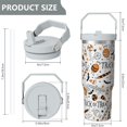 thumbnail image 5 of 30oz Pumpkin Skull Halloween Tumbler with Straw and Lid, Double Wall Stainless Steel Insulated Cup with Handle, Coffee Travel Mug for Spooky Holiday Gifts, 5 of 7
