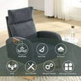 thumbnail image 5 of Upholstered Rocking Chair, Modern Accent Chair with Fabric Padded Seat and Solid Wood Base, Armchair with High Back, Comfortable Rocker with Pockets for Living Room Bedroom, Dark Gray, 5 of 7