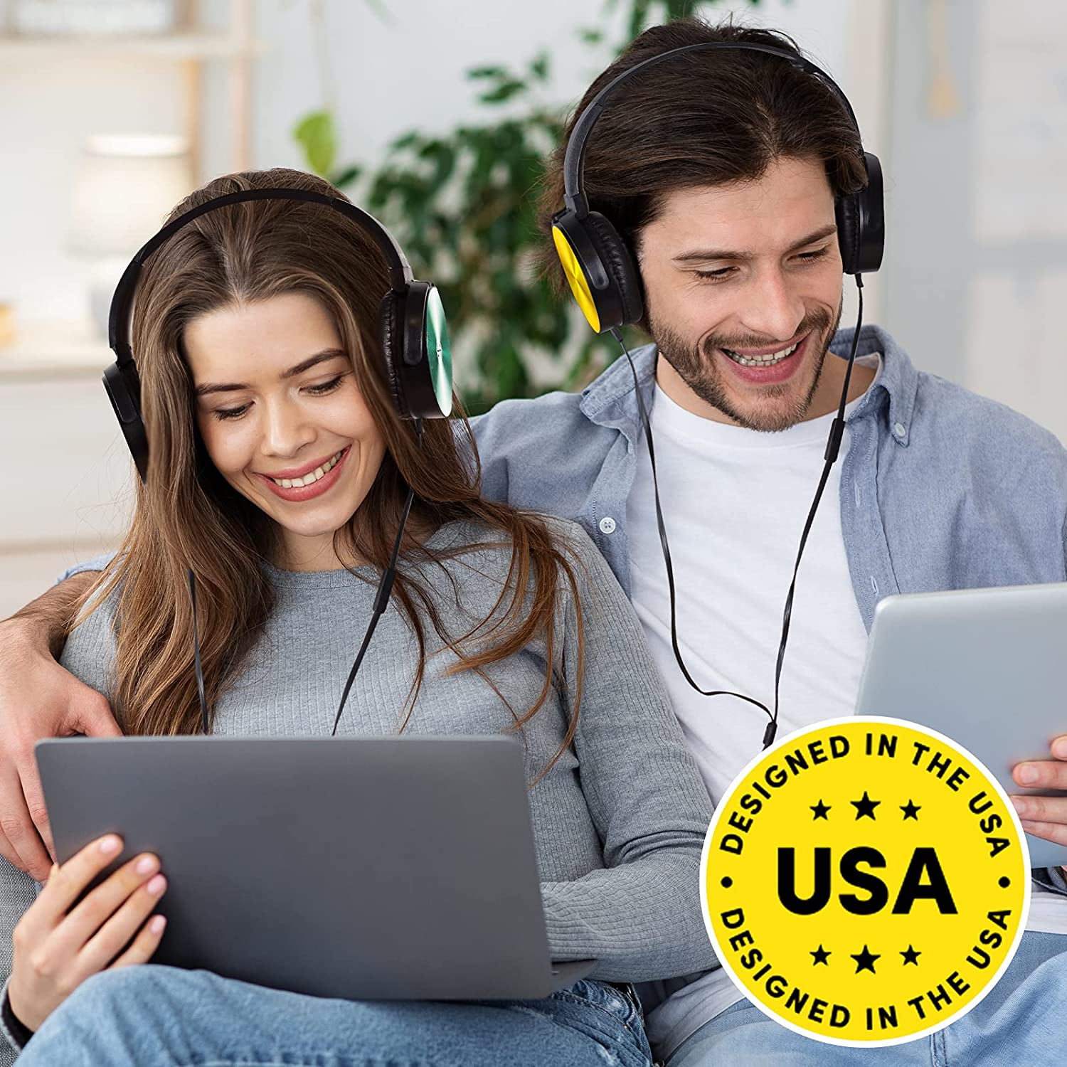 Classroom Headphones with Microphone-Bulk 10-Pack, Kids Headphones for School Students K to 12, Teachers On Ear Headphone Pack for Online Learning, & Travel, with 3.5mm Jack(Colored with Microphone)