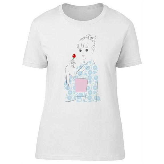 Cute Japanese Girl With Yukata Tee Women's -Image by Shutterstock