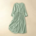 thumbnail image 4 of Plus Size Long Dresses for Spring Ladies Fashion Women Long Sleeve Dress V-Neck Dress Solid Dresses Pocket Green XXL, 4 of 4