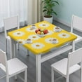 thumbnail image 3 of Fitted Square Tablecloth Waterproof with Watercolor Daisy Bloom, Boho Artistic Floral Cover with Backing for Kitchen, 3 of 6