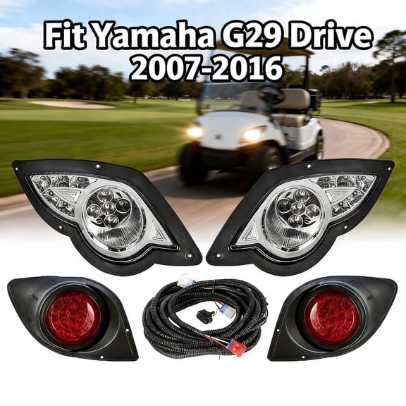 Golf Cart LED Light Kit for Yamaha G29 Drive 2007-2016, 12V LED Headlights and Tail Lights, Street Legal, Gas or Electric
